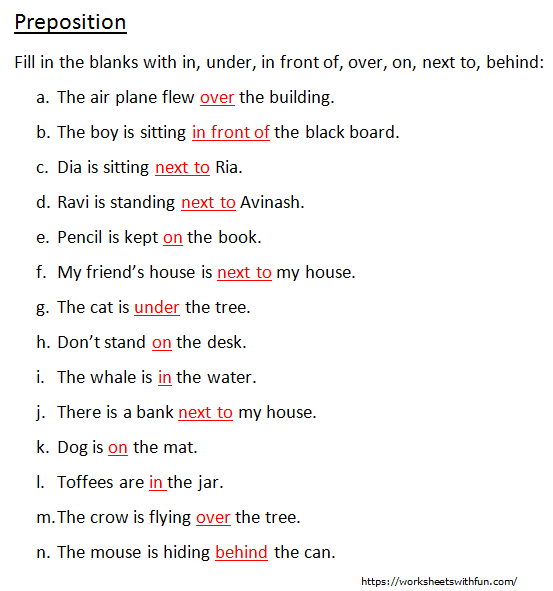 english-class-1-preposition-fill-in-the-blanks-worksheet-2-answers